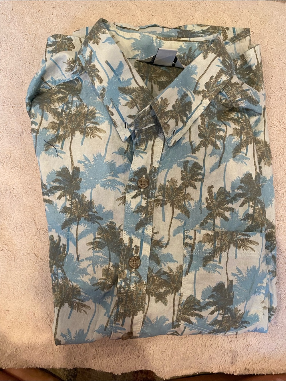 Eddie Bauer mens button up palm tree casual shirt
